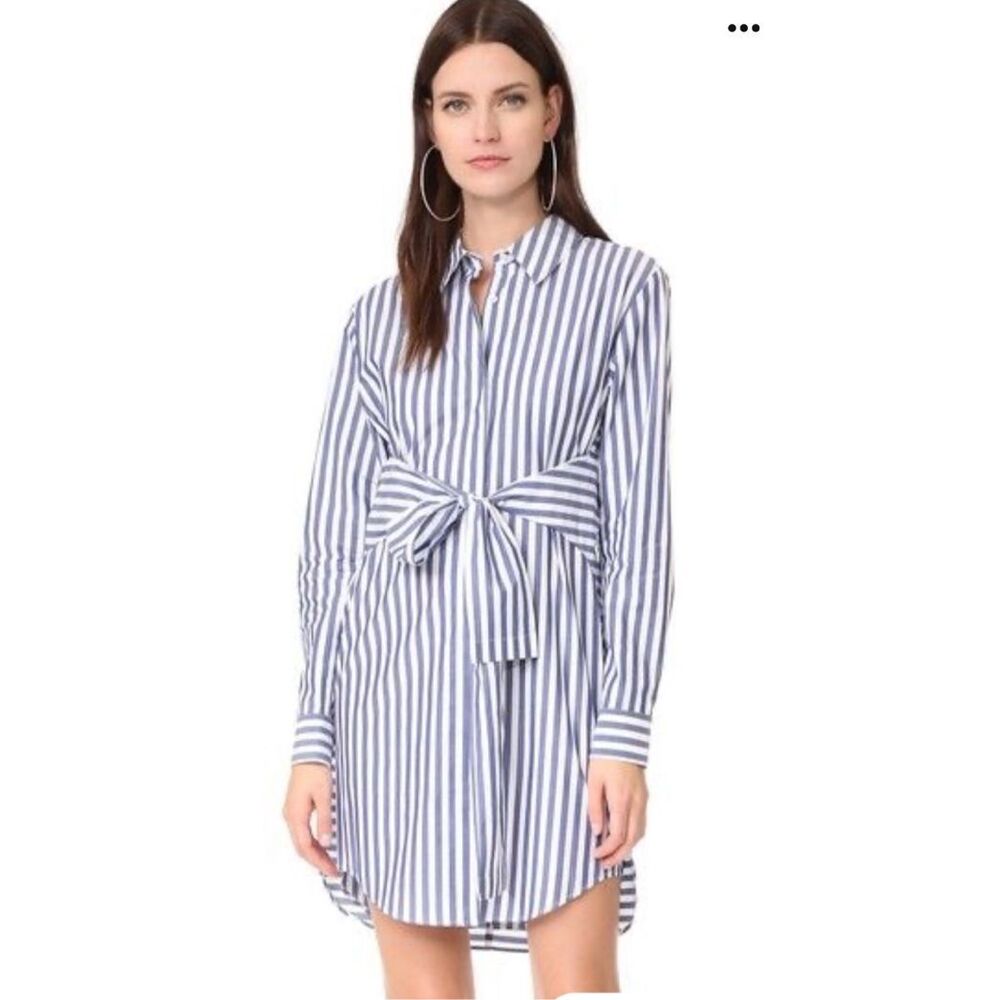 T By Alexander Wang Stripe Tie Front Shirtdress S… - image 1
